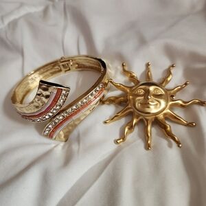 Anne Klein Gold Sunburst Brooch